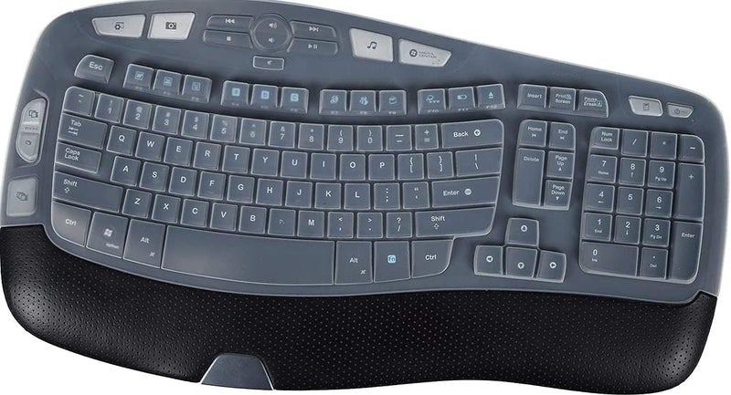 imComor Keyboard Cover for Logitech K350 MK570 MK550 Keyboard Cover Skin for Logitech K350 MK550 MK570 Wireless Wave Keyboards Covers Protector Accessories, Clear - Image 1